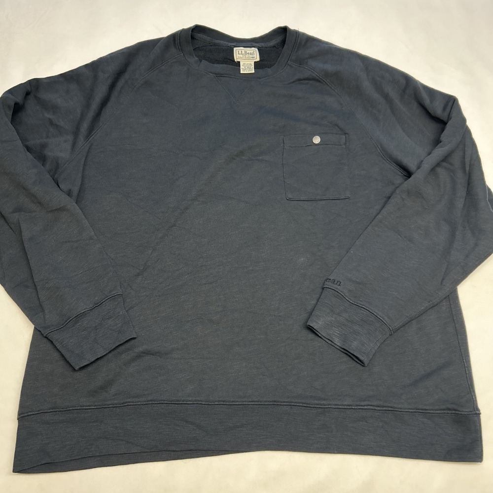L.L. Bean Men's Black Crewneck Sweatshirt XL French Terry Pocket Pullover